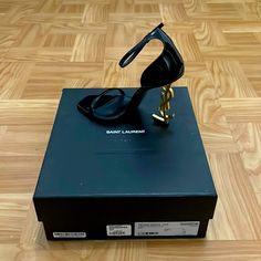 Black And Gold Heels With Ysl Logo Black And Gold Heels, Yves Saint Laurent Shoes, Ysl Logo, Saint Laurent Shoes, Gold Heels, Shoes Size 7, Black And Gold, Shoes Women Heels, Yves Saint Laurent