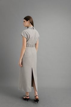 Fitted Sheath Maxi Dress For Work, Elegant Fitted Midi Dress With Cap Sleeves, Chic Cap Sleeve Formal Dress, Chic Formal Dress With Cap Sleeves, Chic Cap Sleeve Office Dresses, Classic Fitted Midi Dress With Cap Sleeves, Spring Cap Sleeve Midi Dress For Work, Fitted Cap Sleeve Midi Dress For Formal Occasions, Spring Workwear Midi Dress With Cap Sleeves