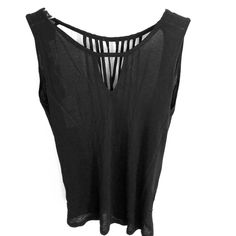 Open Back Strappy Dressy Sleeveless Top Nwt Medium Black Chic Sleeveless Strapped Tank Top, Black Cami Tank Top For The Beach, Casual Tank Top With Straps For Night Out, Black Stretch Vest For The Beach, Black Strappy Tank Top For The Beach, Black Sleeveless Blouse Tank Top For Vacation, Black Sleeveless Tops With Straps, Black Sleeveless Tops For Vacation, Sleeveless Tank Top For Night Out