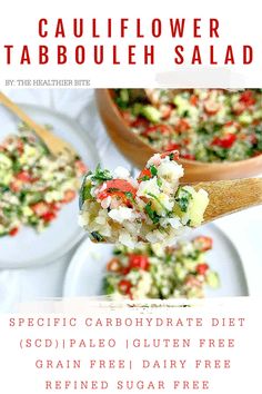 A forkful of salad. Tabbouleh Salad Recipe, Cauliflower Tabbouleh, Whole30 Vegan, Tabbouleh Recipe, Tabbouleh Salad, Healthy Bites, Grape Tomatoes