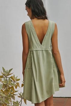 Anthropologie Sleeveless Asymmetrical Mini Dress In Green - 43% Off | Editorialist