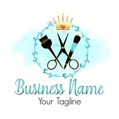 a logo for a hair salon with scissors and combs