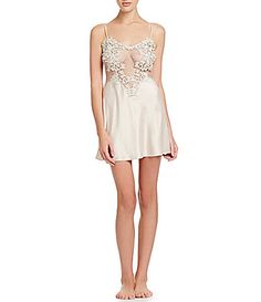 Flora Nikrooz Showstopper Chemise #Dillards Evening Lace Camisole With Spaghetti Straps, Lace Camisole With Spaghetti Straps For Evening, Evening Lace Camisole With Delicate Straps, Lace Camisole With Delicate Spaghetti Straps, Feminine Chemise With Spaghetti Straps For Wedding Night, Sleeveless Lace Bodice Slip Dress For Night Out, Party Slip Dress With Lace Bodice And Spaghetti Straps, Summer Slip Dress With Lace Bodice For Wedding Night, Summer Wedding Night Slip Dress With Lace Bodice