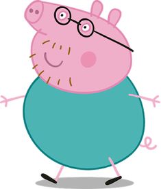 a cartoon character with glasses and a pink nose is standing in front of a white background