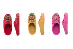 If in between sizes, size up Sold in sizes XS (6-6.5), S (7-7.5), M (8-8.5), L (9-9.5), XL (10-10.5). Take your lovely garden inside with you with these elegant Secret Garden Slippers. Inspired by ornate vintage slippers from the 1920s, each one is hand felted and hand embroidered by artisans in Nepal. Featuring intricate and bright floral embroidered designs that pop against the bright wool. 100% wool and leather sole. French Knot Hairstyle, Vintage Slippers, French Knot Stitch, Fall Attire, Hand Accessories, Winter Knit Hats, French Knots, Warm Slippers, French Knot