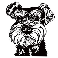 a black and white drawing of a dog's face with the word, yorkshire terrier