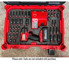 a red tool box filled with lots of tools