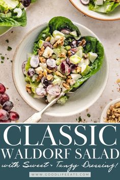 the classic waldo salad with sweet tart dressing is ready to be eaten and served