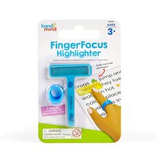 the fingerfocus highlighter is blue and has an eraser on it's tip