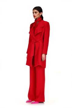 TAILORED FIT FULLY LINED EXTERIOR: 100% SILK MADE IN USA Red S, Trench Coat, Made In Usa, Exterior, Silk, Red