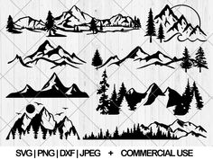 the svg files are available for use in projects like mountains, trees and other things