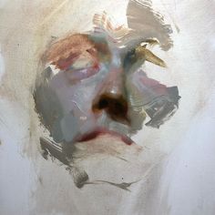 an abstract painting of a man's face with different colors and shapes on it