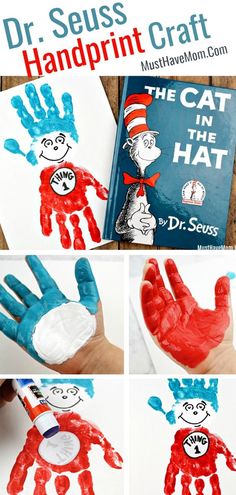 the cat in the hat handprint craft for kids