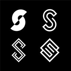 four different type of logos on a black and white background with the letters s, f, c, d