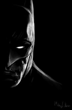 a black and white photo of batman in the dark with his eyes open, looking like he's going to die