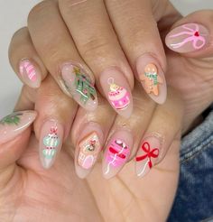 Girly Christmas Nails, Noel Nails, Christmas Nail Set, Hello Nails, Christmas Nails Easy, Girly Acrylic Nails, Festival Nails