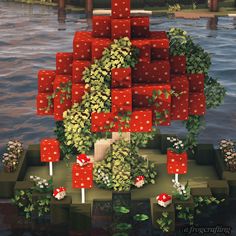 Minecraft Lily Pad Build, Minecraft Lily Pad, Minecraft Giant Mushroom, Giant Lily Pads, Minecraft Mushroom, Nether Portal, Aesthetic Mushroom, Minecraft Aesthetic, Flower Forest