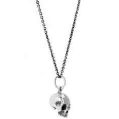 king baby micro skull pendant Classic Sterling Silver Jewelry With Rolo Chain, Sterling Silver Rolo Chain With Round Pendant, Sterling Silver Jewelry With Oval Link Box Chain, Silver Sterling Silver Necklace With Rolo Chain, Sterling Silver Jewelry With Rolo Chain, King Baby, Skull Necklace, Skull Pendant, Chain Silver