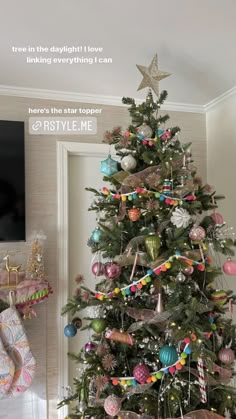 a decorated christmas tree in a living room