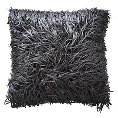 a black pillow that is made out of yarn