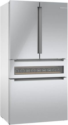 a stainless steel refrigerator freezer with two doors