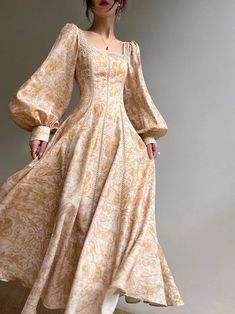 Warm Spring dress – ÀMonBelAmour Lacy Dresses Casual, 1800 Style Dresses, Princess Sleeve Dress, Spring Inspired Outfits, Long Dress Ideas, Long Spring Dresses, Anthropology Dresses, Floral Dress Outfits, Romantic Dresses