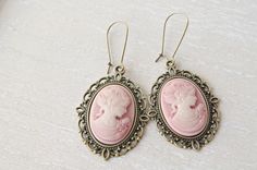 Cameo Earrings Woman Portrait Cameo Jewelry by NewJewelleryStory Antique Cameo Earrings Gift, Cameo Earrings For Gift, Antique Cameo Earrings As Gift, Antique Cameo Earrings For Gift, Vintage Cameo Drop Earrings, Victorian Cameo Earrings For Gift, Antique Pink Earrings Gift, Antique Pink Earrings As Gift, Antique Pink Earrings For Gift