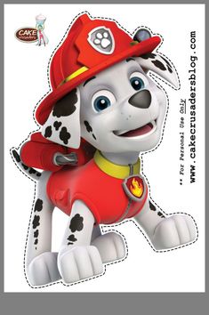 a cartoon dog with a fireman hat on it's head and paw ears