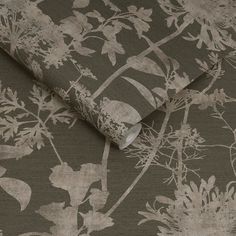 an image of a wallpaper with flowers and leaves in grey colors on the background