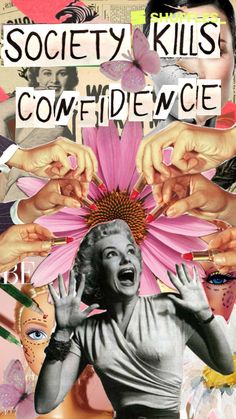 a collage of hands holding a pink flower with the words society kills com audience