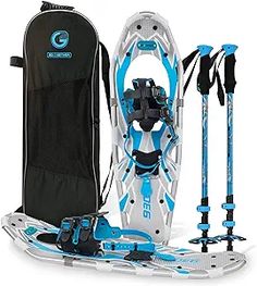 an inflatable kayak, paddles and ski poles are shown with accessories