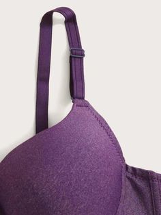 Enrich your daily comfort with our Adjustable Strap Push Up Underwire Bra. Experience gentle yet effective support from the underwire construction, complemented by the high-stretch knitted fabric. Discover a new level of confidence in this essential lingerie piece designed for your everyday wear. Features: Color: Purple Pattern Type: Plain Wires: Underwire Fabric: High Stretch Material: Knitted Fabric Composition: 90% Polyamide, 10% Elastane Care Instructions: Hand wash, do not dry clean Size C Solid Seamless Camisole Bra, Stretch Shapewear Bra In Solid Color, Stretch Underwire Bra With Adjustable Straps, Solid Full Coverage Nursing Bra With Padded Cups, Solid Nursing Bra With Medium Bust Support, Full Coverage Nursing Bra With Padded Cups, Adjustable Nylon Bra, Adjustable Straps Micro-elastic Bra, Fitted Shapewear Nursing Bra With Adjustable Straps