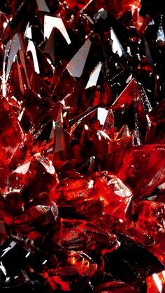 red crystals are shown in close up view