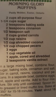 the recipe for making muffins is shown here