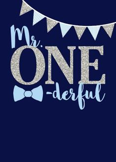 a blue shirt with the words mr one - derful and a bow tie on it