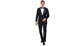 1663 Black Tuxedo with peak lapels - Oliver Wicks Sleek Tuxedo With Suit Collar For Formal Events, Sleek Tuxedo With Suit Collar For Formal Occasions, Sleek Formal Tuxedo With Suit Collar, Fitted Dapper Tuxedo For Black-tie Events, Black-tie Tuxedo With Pressed Crease, Black-tie Tuxedo With Pressed Crease In Suiting Fabric, Dapper Fitted Tuxedo For Black-tie Events, Black-tie Event Tuxedo With Pressed Crease, Fitted Tuxedo With Pressed Crease For Black-tie Events