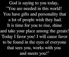 a poem written in white on a black background with the words, i decide that god will open supernatural doors for you he will speak to the right people for you