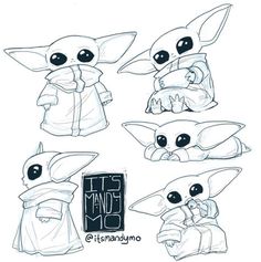 some drawings of baby yoda from the star wars movie, it's not me