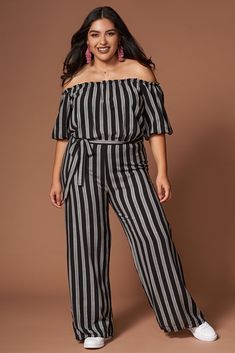 Grace Black and White Striped Jumpsuit Salem Style, Off The Shoulder Jumpsuit, Trendy Romper, Winter Formal Dresses, Fitted Jumpsuit, Print Jumpsuit, Striped Jumpsuit, Printed Jumpsuit, Day To Night