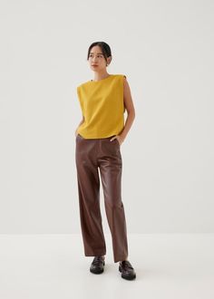 Axel Tweed Shell Top Chic Tweed Tops For Fall, Brown Wool Top For Work, Brown Wool Tops For Workwear, Modern Brown Tops For Fall, Work Wife, Love Bonito, Shell Top, Shell Tops, Jumpsuit Skirt