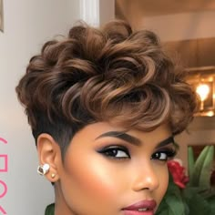 Black Hair Short Cuts, Curly Pixie Hairstyles, Chic Short Hair, Curly Crochet Hair Styles, Natural Hair Short Cuts, Short Sassy Hair