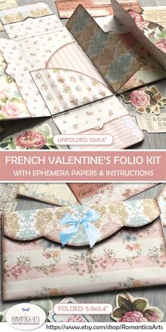 french valentine's fold kit with ephemera papers and instructions