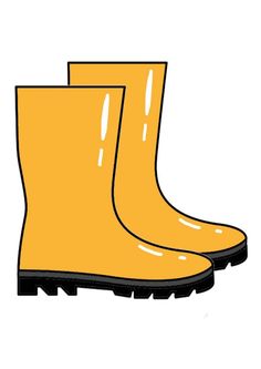 a pair of yellow rain boots sitting on top of each other