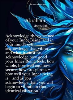 a woman with blue hair and the words abraham on her face, in front of a black