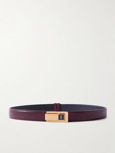 The push clasp on SAINT LAURENT's belt features the iconic 'YSL' logo, which was originally designed by artist Adolphe Mouron Cassandre in 1961. It's been crafted in Italy from leather and has a slim profile that'll easily thread through the loops of jeans or tailored pants. Vintners Daughter, The Push, Ysl Logo, Red Belt, Fine Watches, Tailored Pants, Watch Gifts, Dark Red, Leather Belt