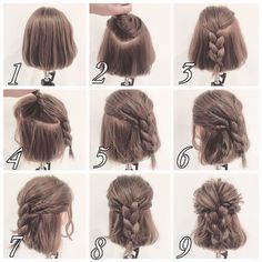 Blond Balayage, Hair Arrange, Short Hair Updo, Trending Hairstyles, Braided Updo, Braids For Short Hair, Grunge Hair