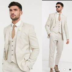 Stone Suit Men Wedding, Beige Wedding Suits Men, Stone Suit Men, Stone Groomsmen Suits, Stone Groom Suit, Stone Wedding Suit, Stone Suit Wedding, Ivory Suit Groom, Beige Wedding Suit