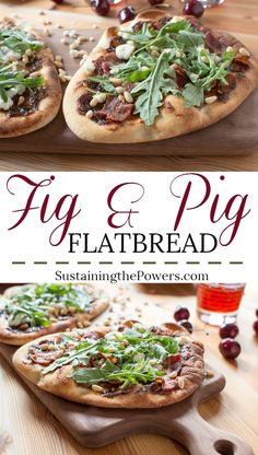 fig & pig flatbread pizza with fresh herbs on top