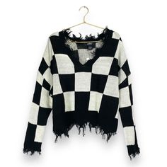 This Colorful Just Polly Sweater Features A V-Neckline And A Pullover Style, Perfect For Juniors Who Want To Make A Statement. The Multicolor Argyle Pattern On A Black And White Background Is Eye-Catching And Playful. Made Of 100% Acrylic, This Sweater Is Soft And Comfortable To Wear. It's A Size M And Has A Unique Distressed Look That Adds Character To The Overall Design. This Sweater Is Perfect For Women Who Love To Stand Out In A Crowd. Womens Grey Sweater, Brown Knit Sweater, Preppy Sweater, Argyle Pattern, Sweater Crop, Black And White Background, Forever 21 Sweater, Sweater Tank Top, Wrap Sweater