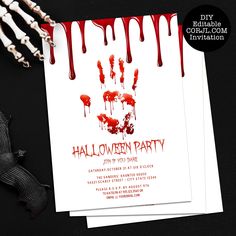 Bloody Halloween Invitations Halloween Invitations Halloween Etsy Canada Invitations Halloween, Halloween Invitation Template, Children Games, Carnival Invitations, Halloween Birthday Invitations, 4 Birthday, Halloween Favors, Printable Bridal Shower Games, 13th Birthday Parties